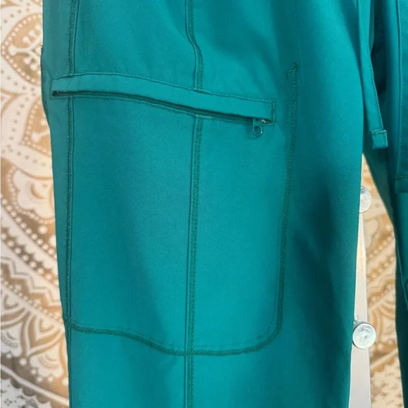 Teal Green Cargo Jogger Scrub Pants - Picture 6 of 10